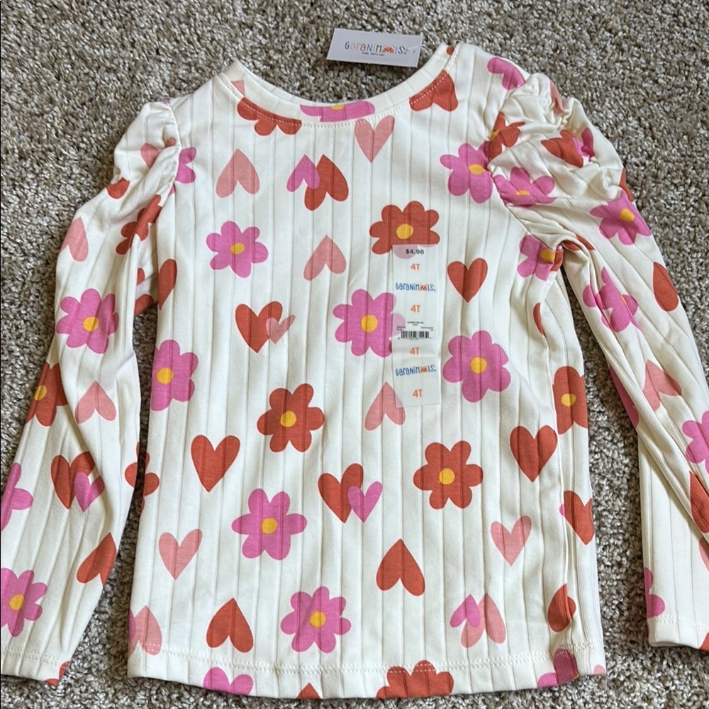 🩷5 for $10🩷Colorful Heart and Flower Kids Top